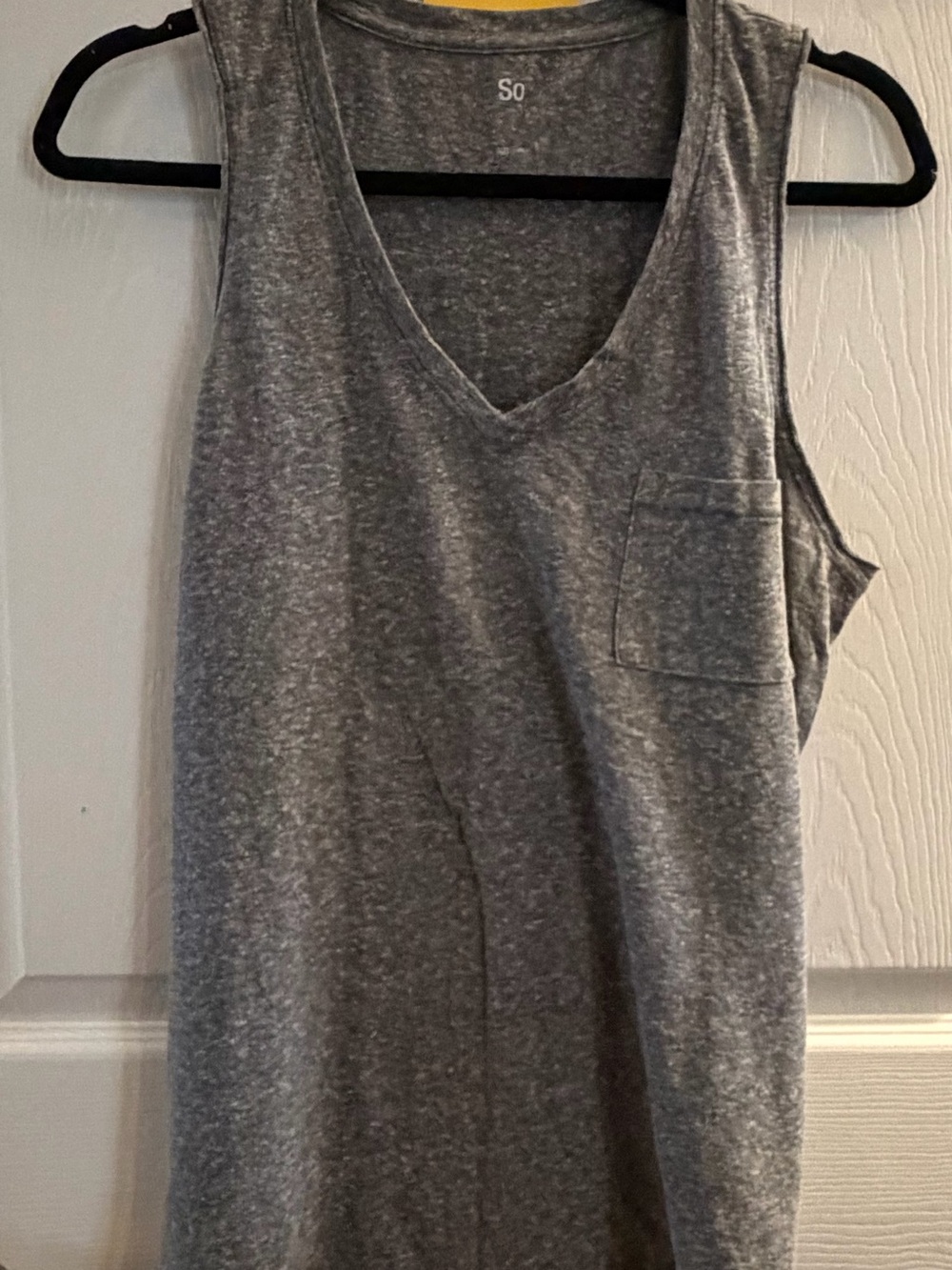 SO Women's Grey V-Neck Tank Sleep Top with Chest Pocket